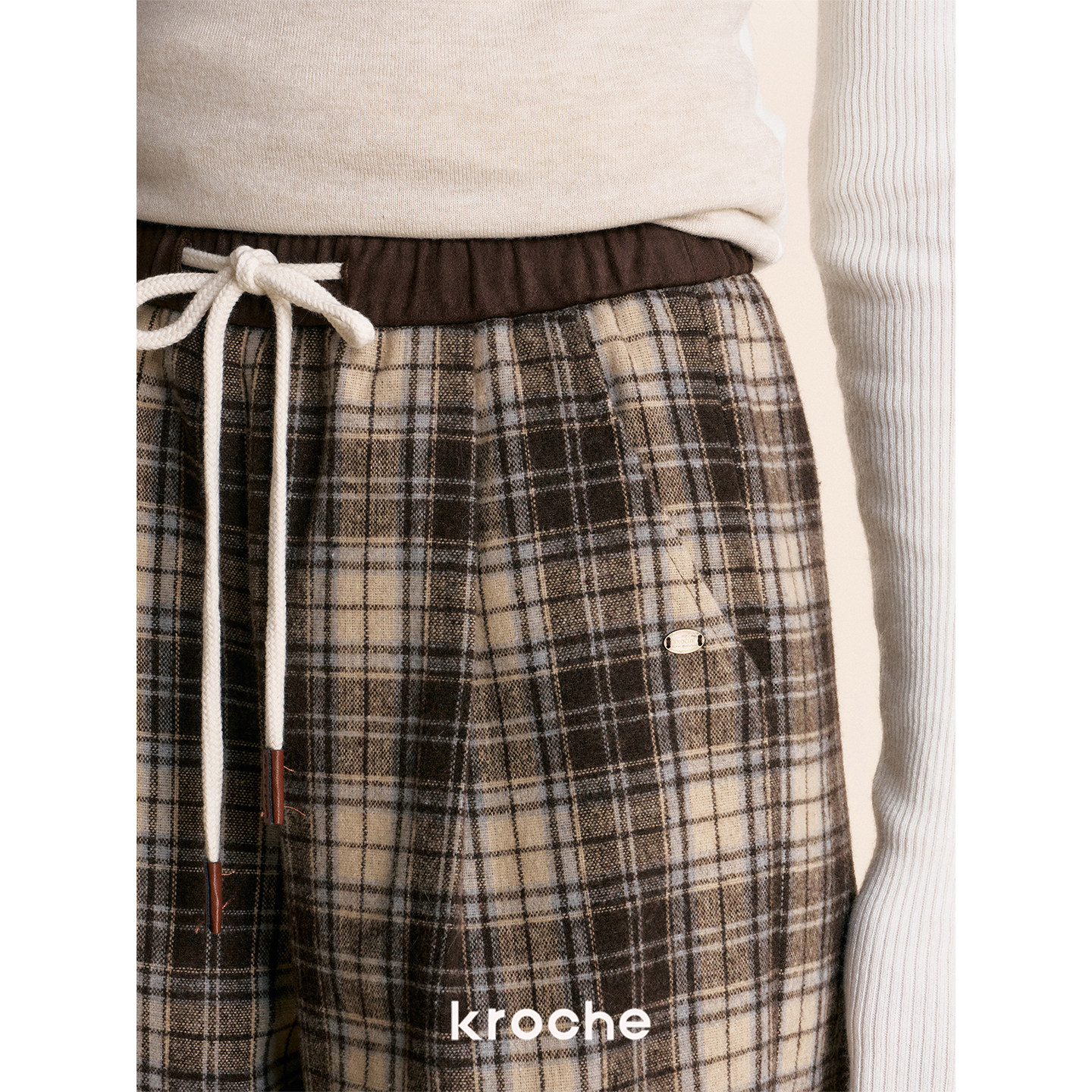 KROCHE チェック 配色 ワイド パンツ KL89030