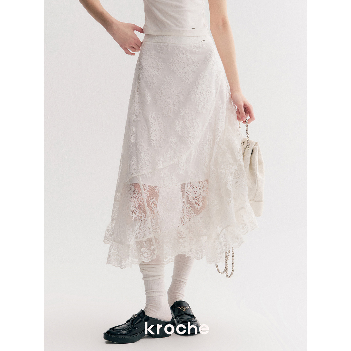 KROCHE レース アシンメトリー スカート KDC4023