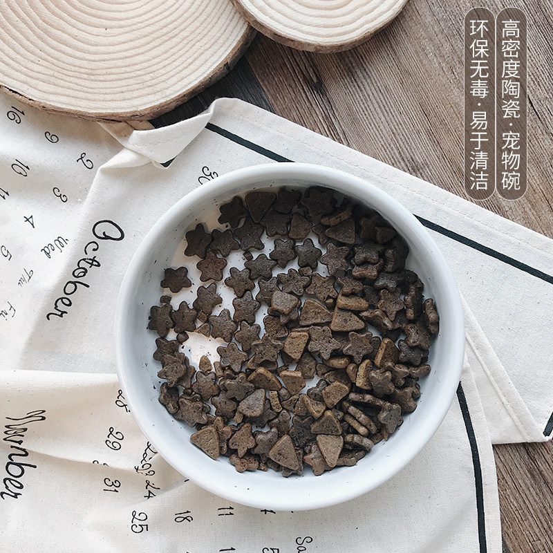 Pet Bowl Ceramic Dog Bowl Anti-Overturning Anti-Leaking Food Large Capacity Slow Food Bowl Anti-Slip Kitty Drinking Bowl to protect the cervical spine