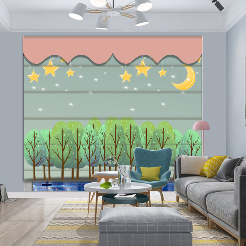 Rome curtains all covered and shaded children's room room library window floating window lifting curtain roll curtain