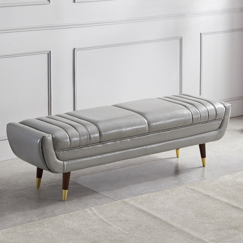 Nordic bedside stool Italian light luxury cloakroom sofa bench oil wax leather changing shoe stool bedroom bedside stool bed end couch