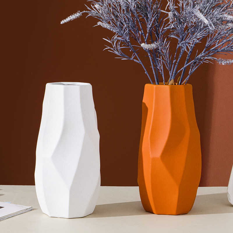 Morandi geometric vase decoration living room flower arrangement dry flower Nordic ins wind ceramic dining table porch home decoration