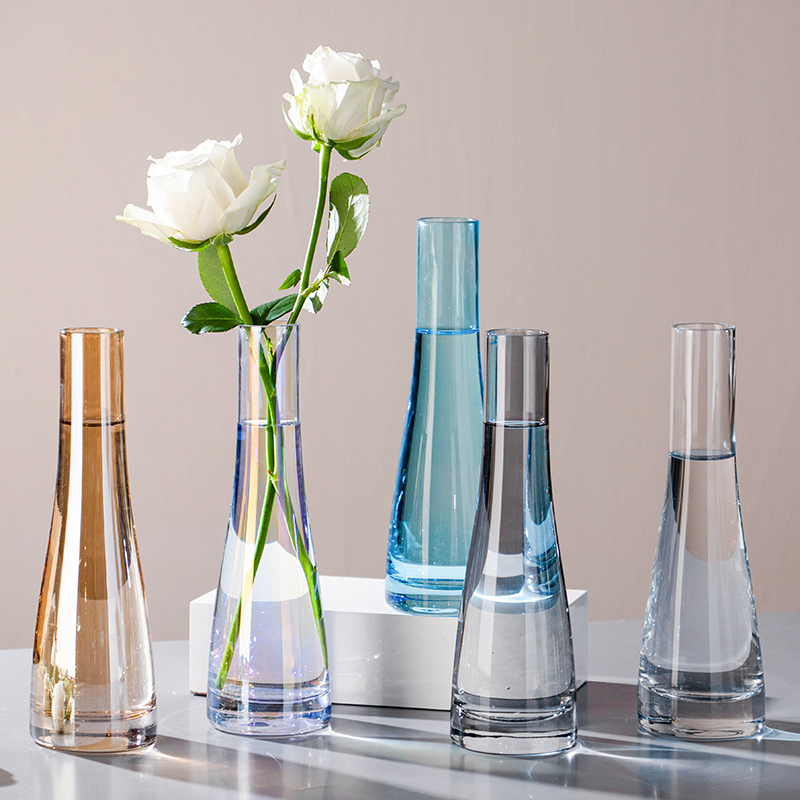 Nordic ins wind vase transparent small ornaments desktop creative simple living room dining table glass flowers flower arrangement decoration