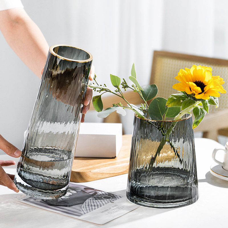 Light luxury pieces Creative Simple transparent glass vase living room with flower flower table flower table flower Flower table Garden Nordic style