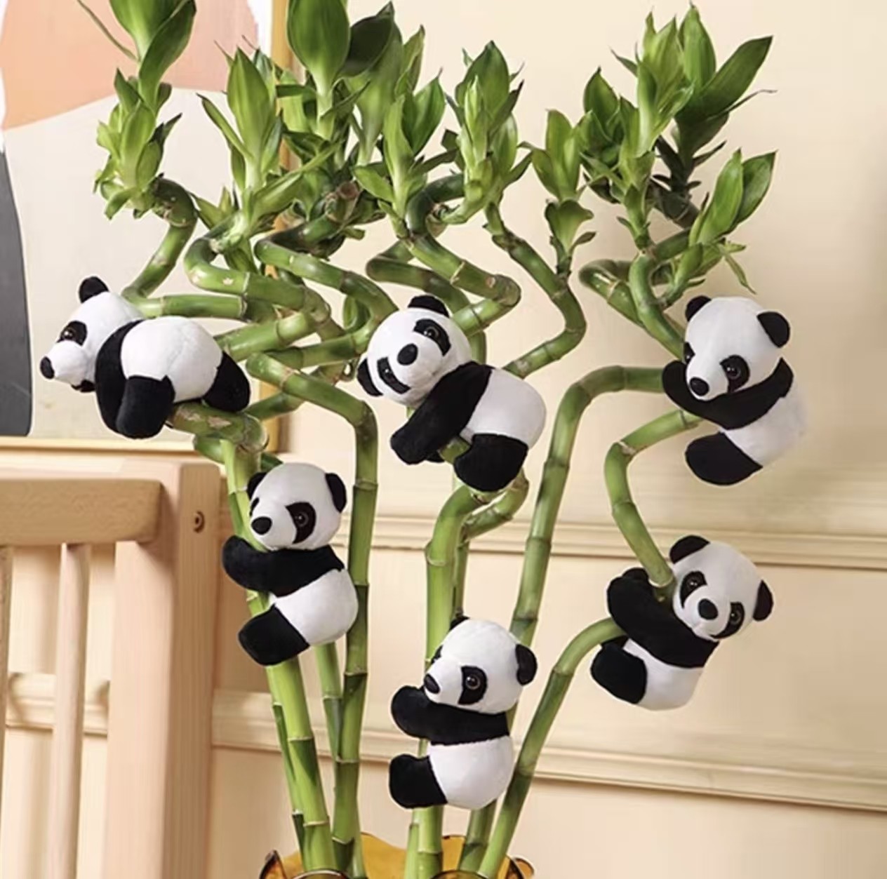 パンダクリップぬいぐるみ、ラッキーバンブー、ラッキーバンブーつる植物鉢植え、装飾ぬいぐるみ、成都