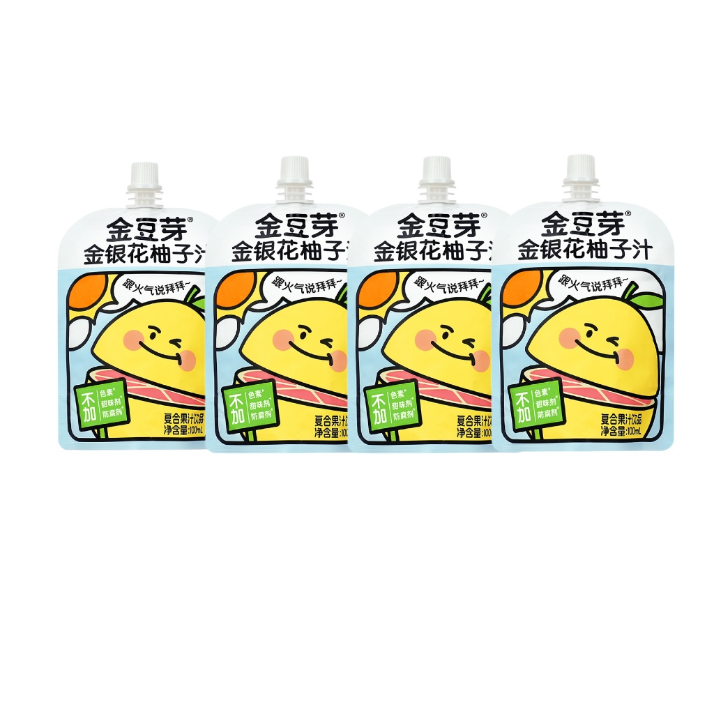 [Flash Sale] Golden Bean Sprouts Honeysuckle Pomelo Juice 100ml*4 Bags