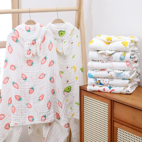 Детское хлопковое марлевое банное полотенце, плащ, мультяшный банный халат, мягкое одеяло, хорошо впитывает воду