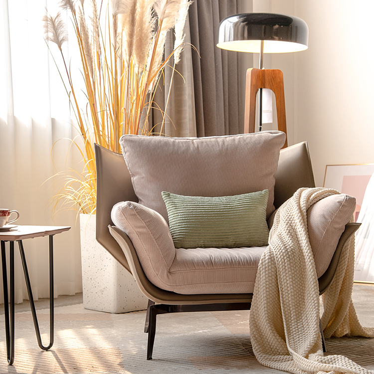 Single-person sofa chair Italian minimalist living room designer MOMO new network red modern cloth light luxury leisure single chair