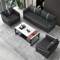 Office sofa Tea Table Combo Business Hospitality guests Brief about modern European style trio Plate Genuine Leather offices