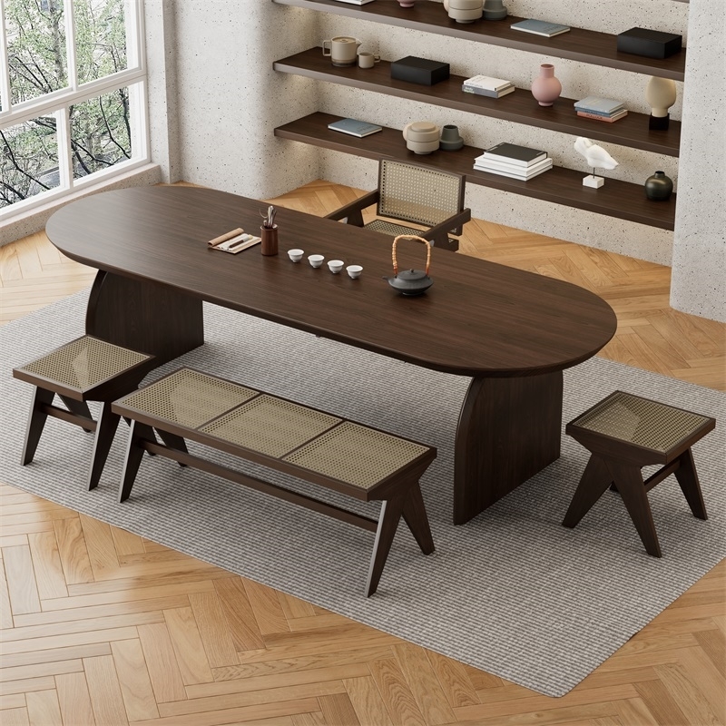 Simple all-solid wood board tea table and chair combination office household kung fu tea table modern tea table creative tea table