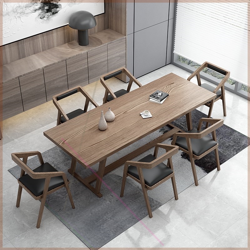 Solid wood simple modern conference table office conference reception room tea room negotiation coffee table workbench long table and chair combination