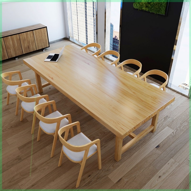Solid wood conference table long table simple modern office negotiation table and chair combination training large table library workbench