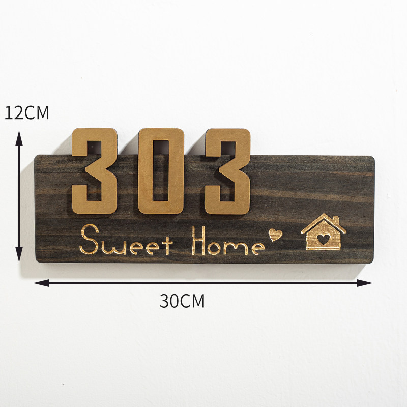 Creative solid wood Home Entrance Door Cards Custom residential Gate Ping An Happy Digital Number Card ID Card Wood Card-Taobao