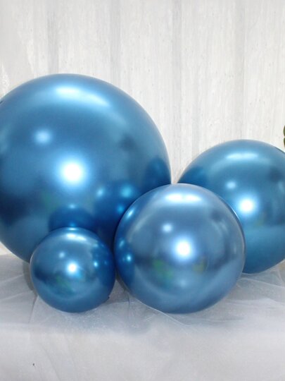 Thickened Metallic Chrome-Colored Balloons in Blue, Available in Sizes 5-Inch, 10-Inch, 12-Inch, 18-Inch, and 36-Inch for Birthday Party Decorations