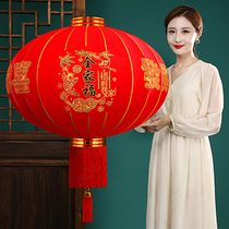 Big red lantern lamp chandelier Chinese style housewarming outdoor balcony door large red velvet lantern hanging decoration