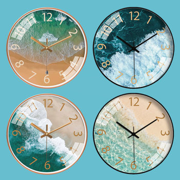 Looking to the North of the Sea Series Art Clock Wall Clock Living Room Creative Ocean Modern Simple Quartz Clock Silent Personalized Wall Clock