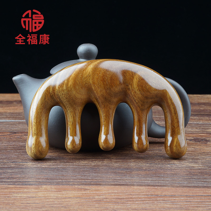 Eddie light green sandalwood spit silver comb artifact head meridian massage big round tooth acupoint through the milk comb trembles the same type