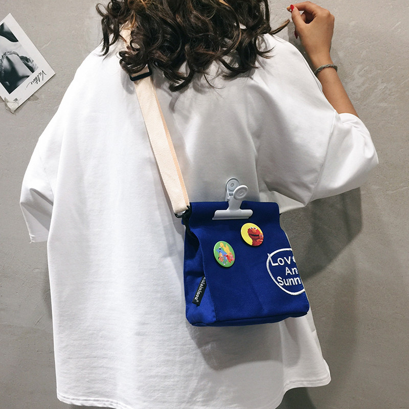Klein blue sails cloth bag single shoulder minimalist bathyme small bear cloth bag design individuality blue skew satchel bag