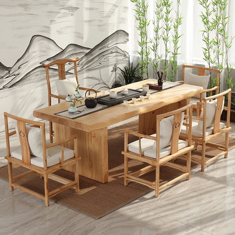 Solid wood coffee table tea table and chair combination simple modern new Chinese tea table log Kung Fu tea art table tea ceremony tea making table