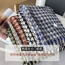 Scarf cute teenage girl autumn winter imitation cashmere Korean version of the neck 100 hitch lattice minimalist thickening warm windproof neck cover