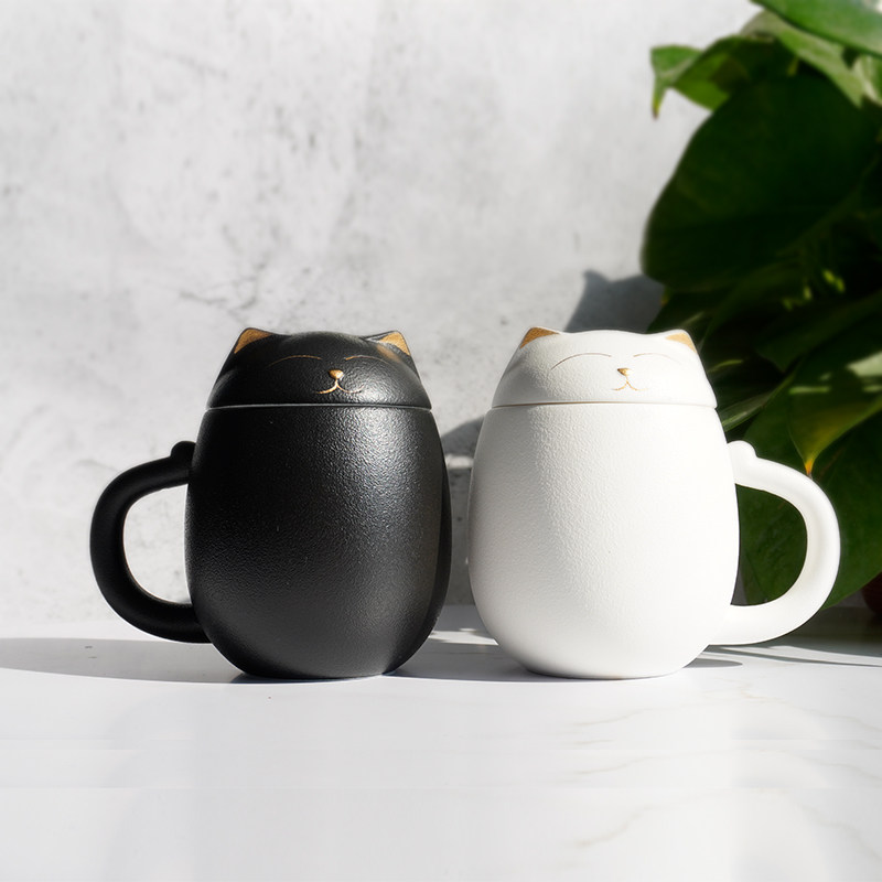 Ceramic Mark Cup with cover office tea separation cup couples personal home with filter bubble tea cup