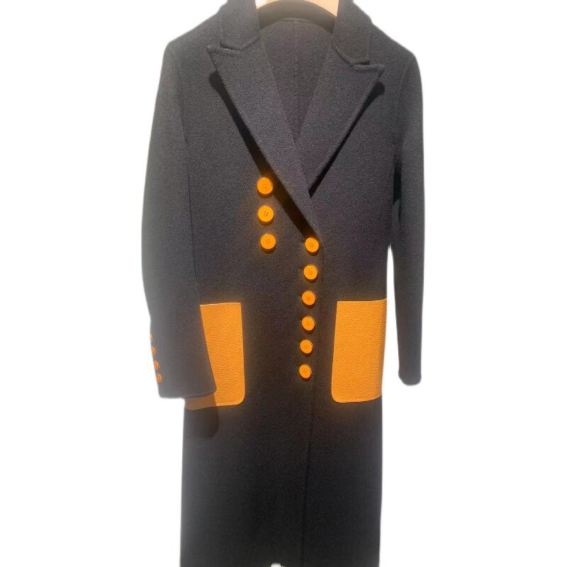 (Light luxury queen sara) wool long double-breasted coat PT4A092Y