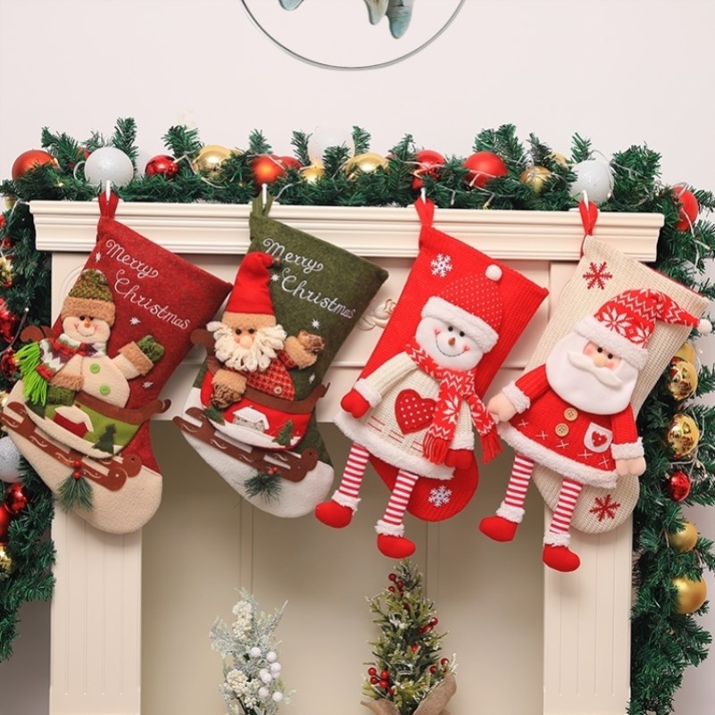 Christmas Socks Gift Bag Children Candy Socks Large Number Scene Adornment Pendant Santa Cartoon Gift Box-Taobao