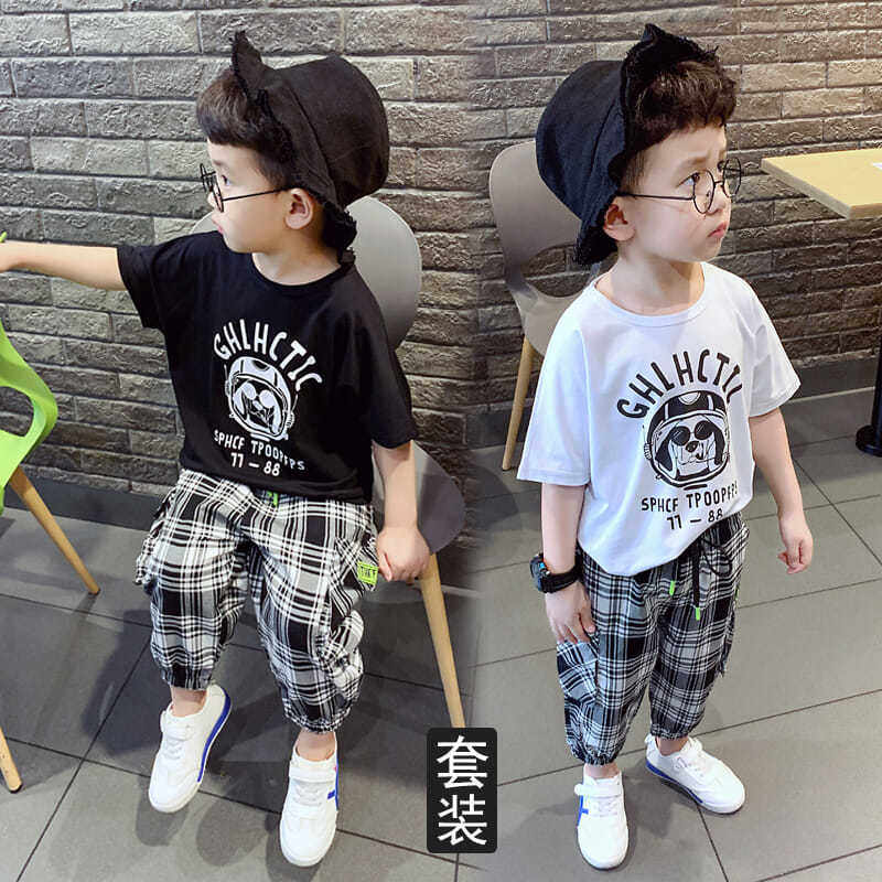 Boy's summer clothing suit 2022 new Yangsent children Summer short sleeves Children's baby handsome Han version Chauchong Children's clothes