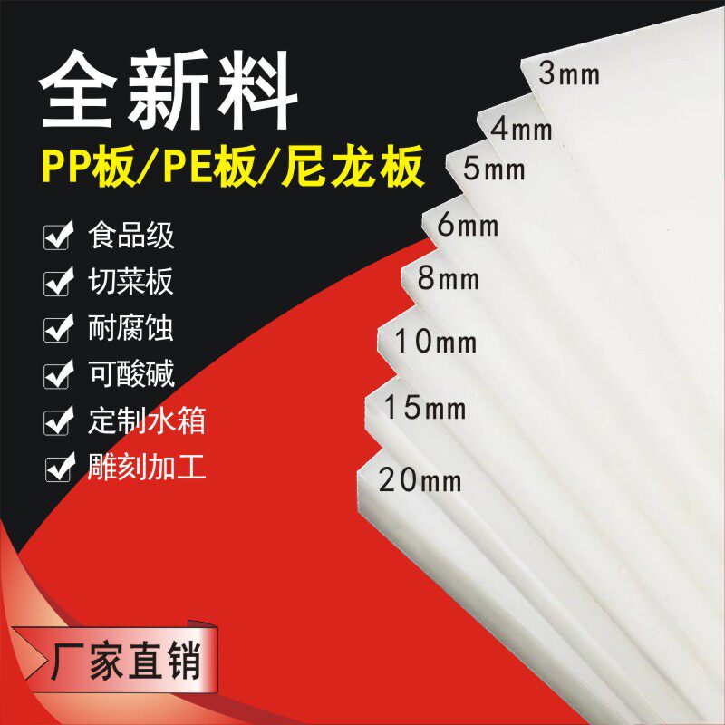 White Pp Plate Hard Plastic Plate Water Tank Glue Board Grey Pvc Plate Food Grade Nylon Plate PE Plate Processing Customisation