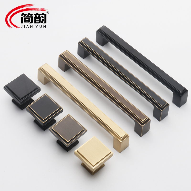 Brass Handle Drawer Retro Gold American Wardrobe Door Cabinet Door Modern Black Pure Copper Handle Overall Cabinet Bronze