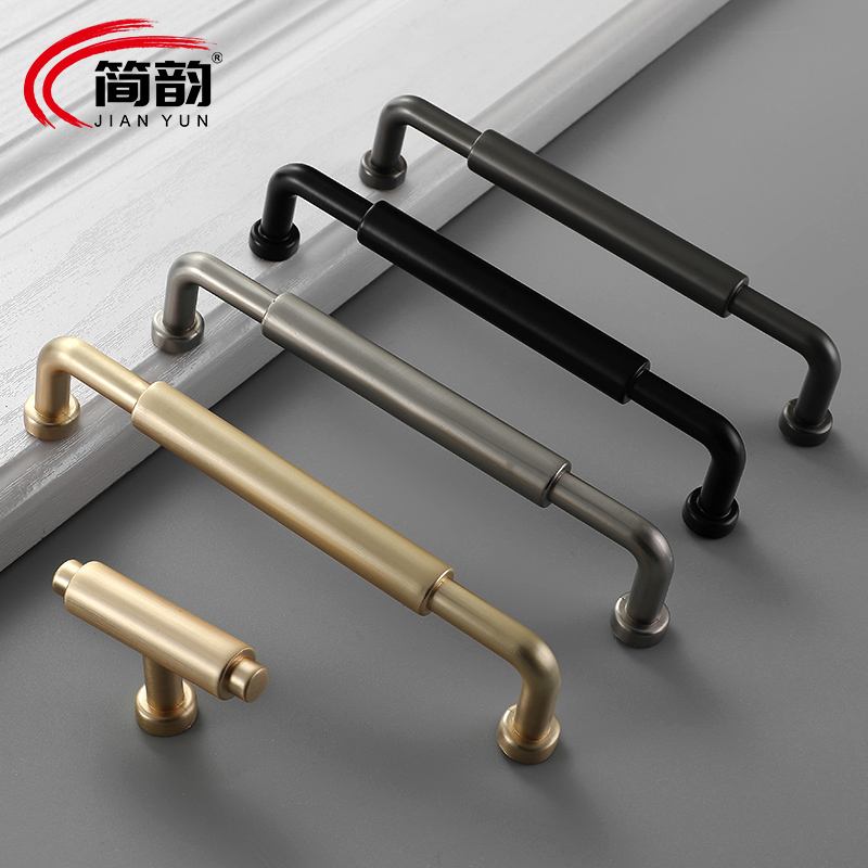 Black American style black overall cabinet drawer handle gray simple Nordic furniture European shoe cabinet wardrobe door handle