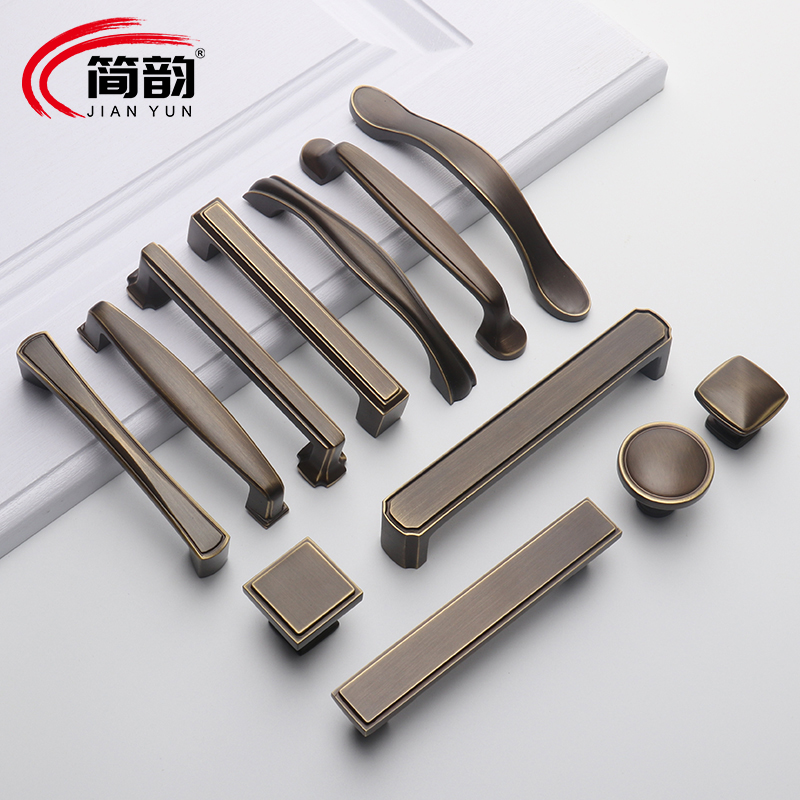 Pure copper American cabinet small handcupboard retro wardrobe cabinet door brass handle drawer simple all-copper handle