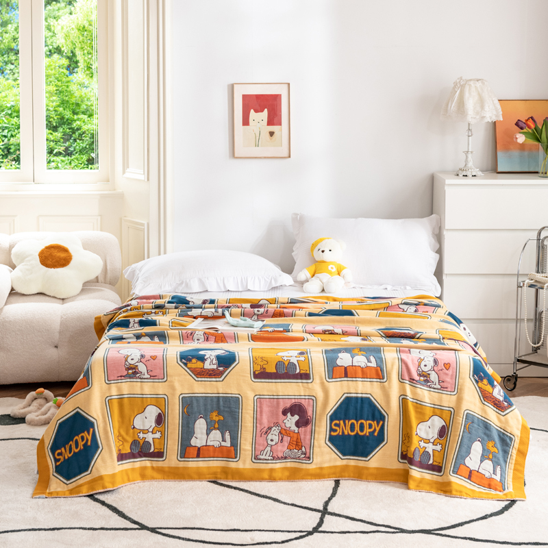 Four-Layer Gauze Pure Cotton Towel Blanket New Summer Blanket Cartoon Class a Maternal and Infant Single/Double 150X200 Skin-Friendly Blanket