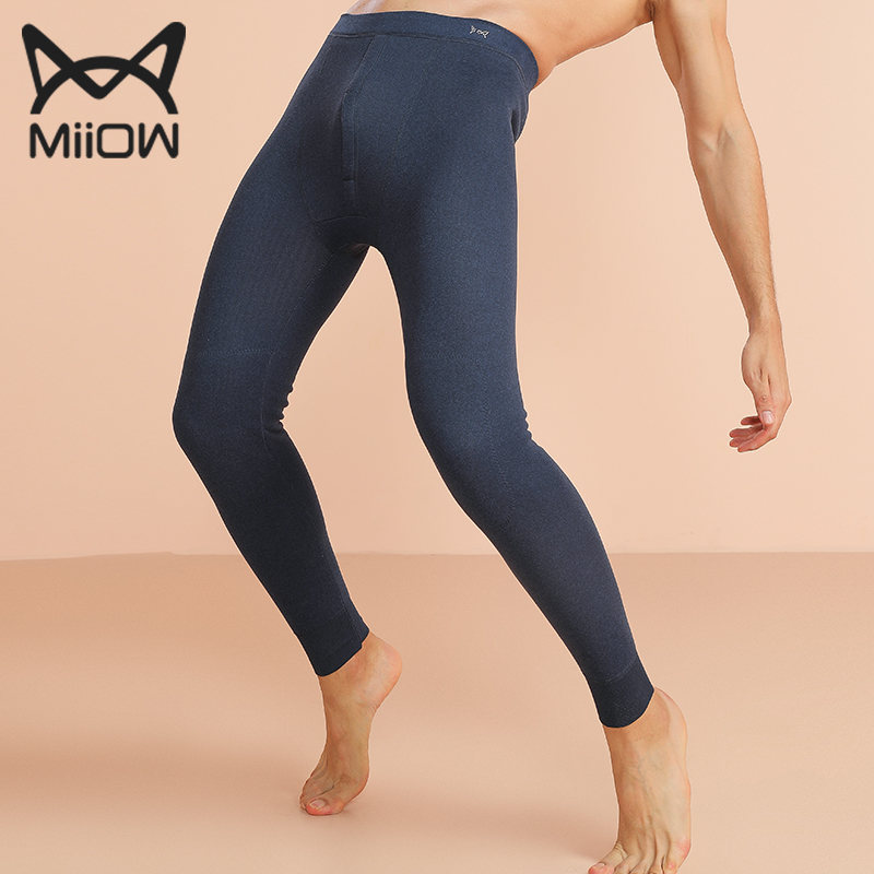 Cat people warm pants men's thickened fleece wool sanitary pants de velvet fever seamless autumn and winter bottoming sanitary pants to wear