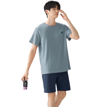 Catman pure cotton pajamas for men 2024 new summer thin short-sleeved shorts can be worn outside teenagers home clothes set