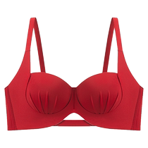 Catman Big Red Underwear Womens Small Breasts Gathered Wedding Traceless Snake Year Animal Year Ti-La Anti-sag Festive Bra