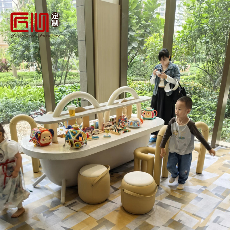 Children's Spaceship Table Entertainment Area with Elevated Platform, Baby Building Block Table and Chair Set, Multifunctional Creative Table and Stool Set for Hotels Children's Spaceship Table Entertainment Area with Elevated Platform, Baby Building Block Table and Chair Set, Multifunctional Creative Table and Stool Set for Hotels