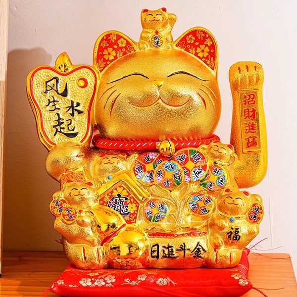 土豪金招财猫居家店铺摆件的LOGO