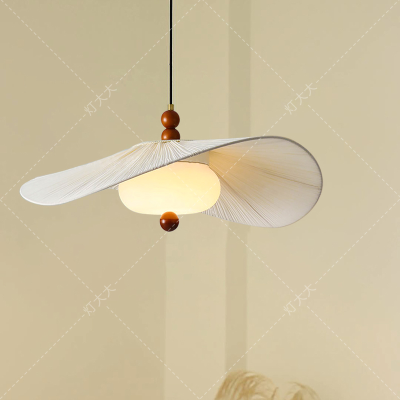 French-Style Mid-Century Study Chandelier 2026 New Vintage Creative Solid Wood Straw Hat Homestay Bedroom Fabric Chandelier French-Style Mid-Century Study Chandelier 2026 New Vintage Creative Solid Wood Straw Hat Homestay Bedroom Fabric Chandelier