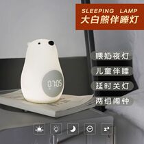 Silicone small night light led Johors eye bedroom baby feeding breast-feeding small white bear slapping light sleep bed headlights