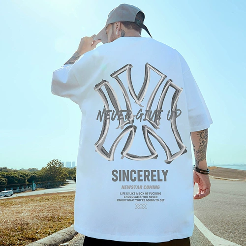 Футболка, хлопковая парная одежда в стиле хип-хоп для влюбленных, оверсайз, европейский стиль, короткий рукав