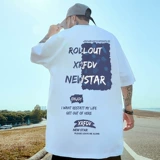 Футболка, хлопковая летняя парная одежда для влюбленных, английский, оверсайз, большой размер, короткий рукав