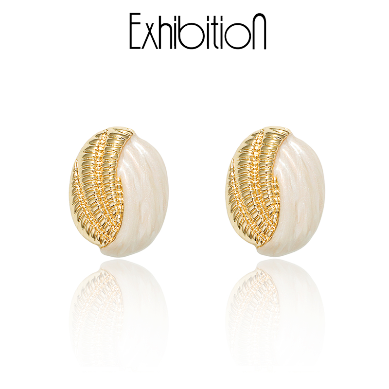 Exhibition/Museum of Fine Enamel Earpins Exquisite Ins Light Luxury Simple Cold Style French Earrings