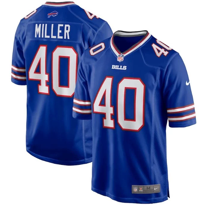 Футболка NFL Buffalo Bills Rugby Unit 40 Вон Миллер Джерси вышивка мужская