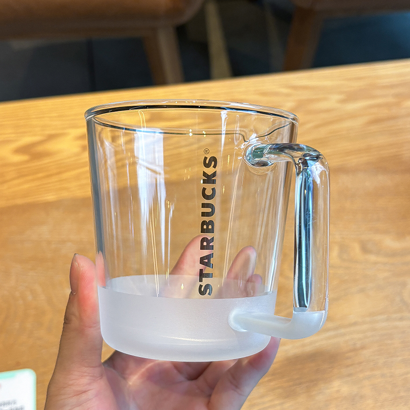 Starbucks Cup Transparent Pure White Frosted Glass Cup High-End Summer Drink Breakfast Milk Cup Household Water Cup