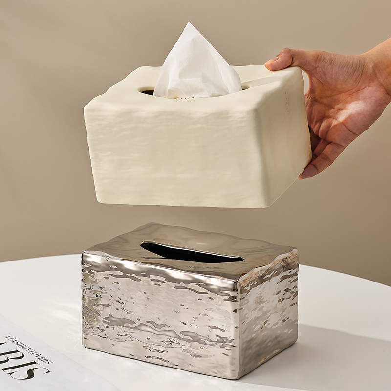 ins creative paper towels box living room upscale dining side cabinet light lavish paper boxes advanced senses home ceramic napkins box-Taobao