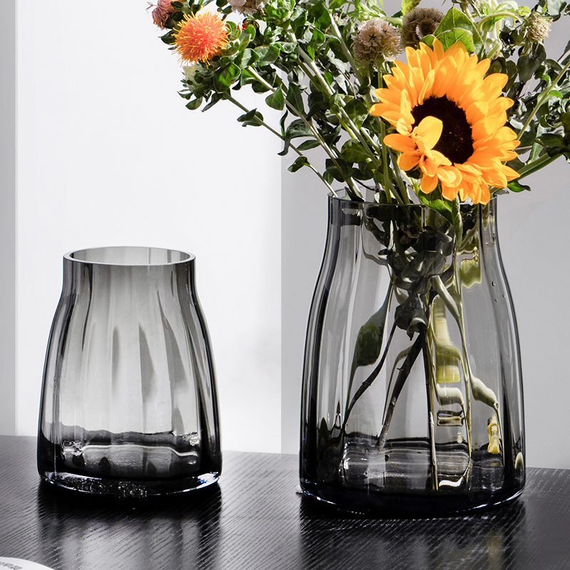 Nordic minimalist creative transparent glass vase hem Living room table Water Pepe flower arrangement Dry flower Large number net red decoration