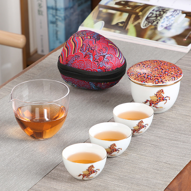 Immediately rich travel tea set portable Gongfu tea with single quick guest cup One pot three-four-cup customizable-Taobao