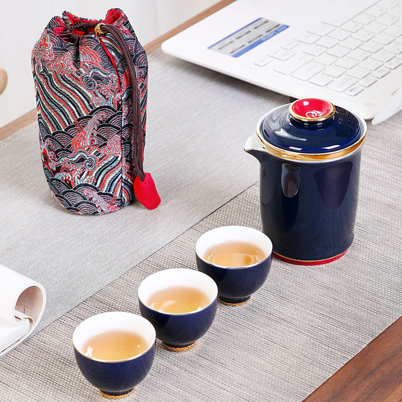 When it's a one-taster quick guest cup single one pot three cups outdoor whole set of portable collection travel utilita tea suit-Taobao
