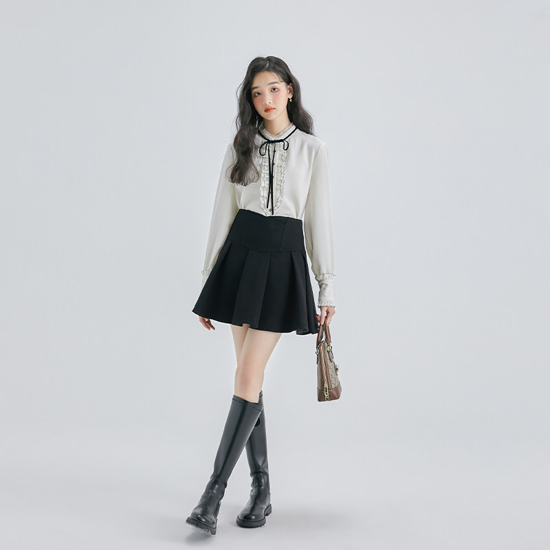 The small deer's puff prank 2-0 thickened double male screw floating with shirt black truffle half skirt suit